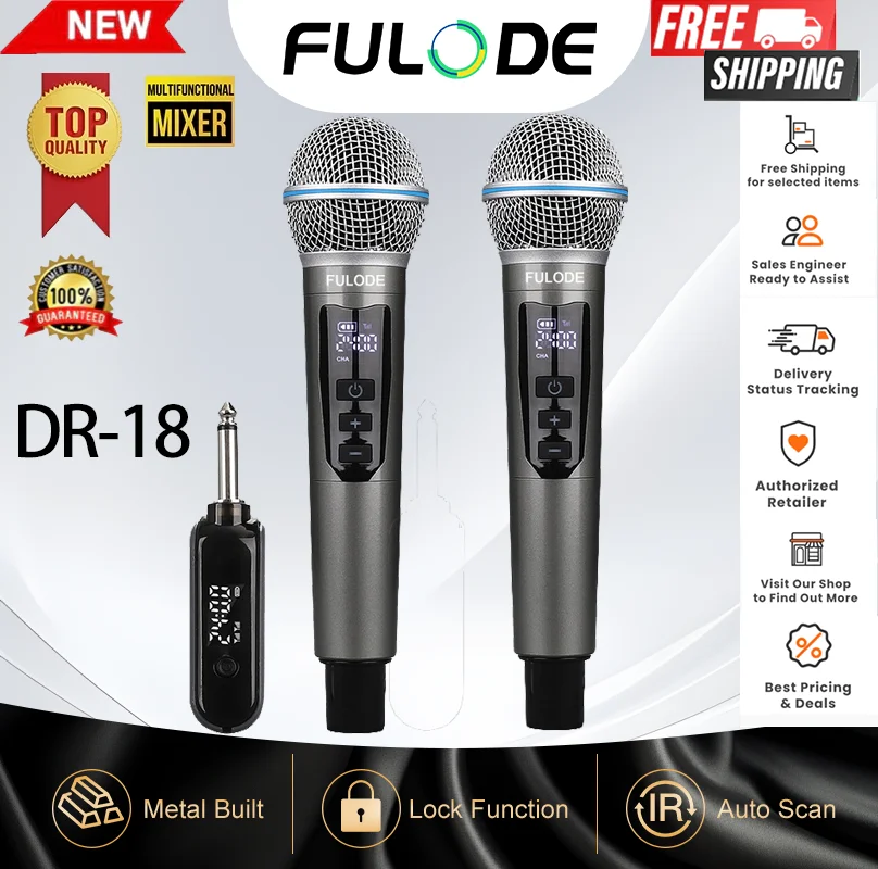 Беспроводной металлический микрофон FULUODE SR-18 для прямых трансляций и караоке, универсальный, перезаряжаемый
Беспроводной металлический микрофон FULUODE SR-18 для прямых трансляций и караоке, универсальный, перезаряжаемый