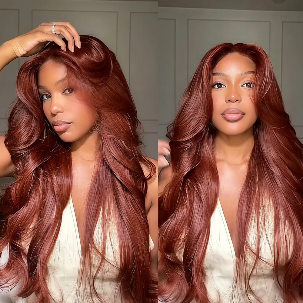 33# Reddish Brown Body Wave Hair Wig 13x4 13x6 Transparent Lace Frontal Wig Pre Plucked With Baby Hair 100% Human Hair For Women
33# Reddish Brown Body Wave Hair Wig 13x4 13x6 Transparent Lace Frontal Wig Pre Plucked With Baby Hair 100% Human Hair For Women