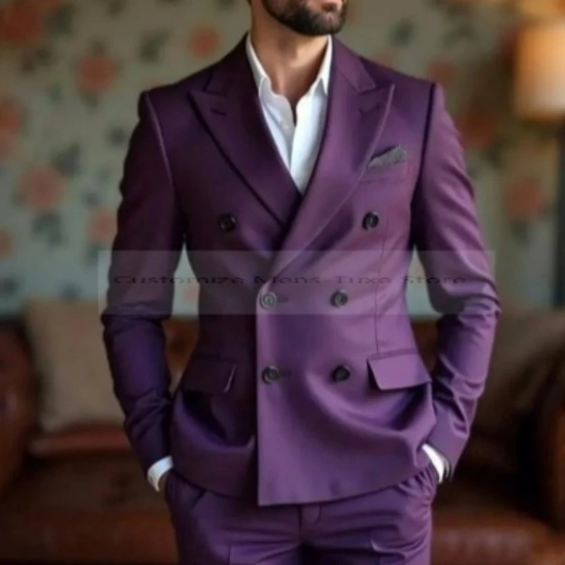 New Purple Business Men Suit Groom Groomsman Tuxedos Wedding Party Prom Casual Formal Occasion 2 Piece Set Jacket Pants
New Purple Business Men Suit Groom Groomsman Tuxedos Wedding Party Prom Casual Formal Occasion 2 Piece Set Jacket Pants