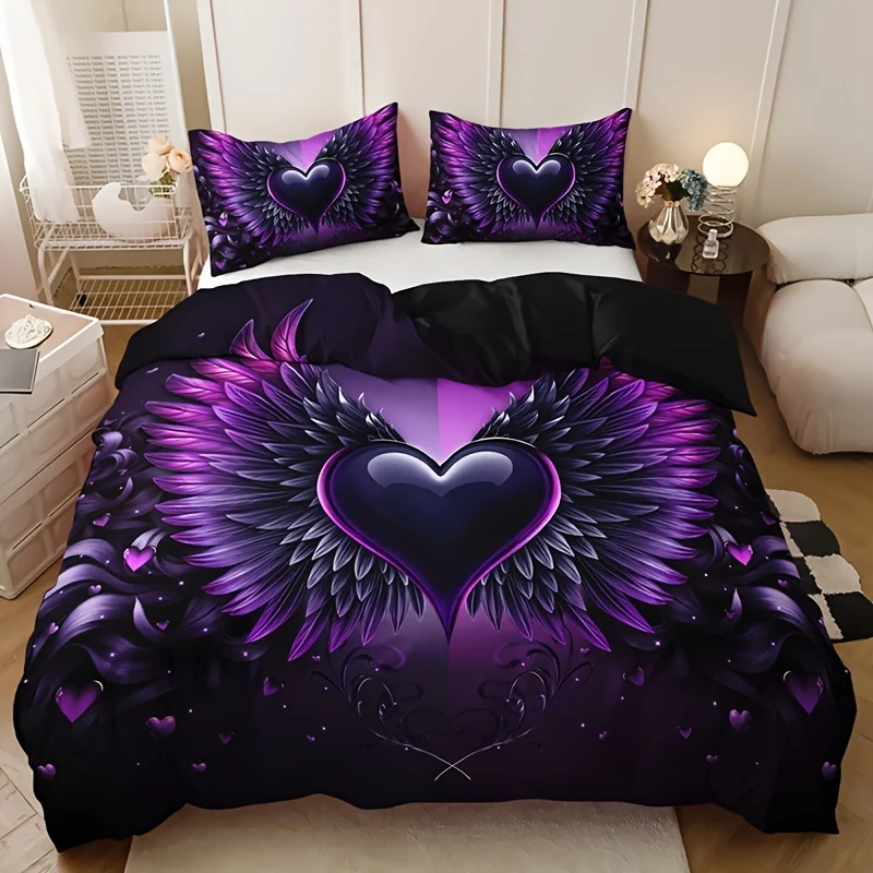 Love Gradient Purple Wings Quilt Cover Set 1 Quilt Cover + 2 Pillowcases High-definition Printing for Home and Dormitory
Love Gradient Purple Wings Quilt Cover Set 1 Quilt Cover + 2 Pillowcases High-definition Printing for Home and Dormitory
