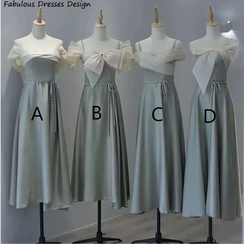 2024 A-line Satin Bridesmaid Dresses Tea Length Off Shoulder Boat Neck Beaded Belt Wedding Party Dress Elegant Prom Gown
2024 A-line Satin Bridesmaid Dresses Tea Length Off Shoulder Boat Neck Beaded Belt Wedding Party Dress Elegant Prom Gown