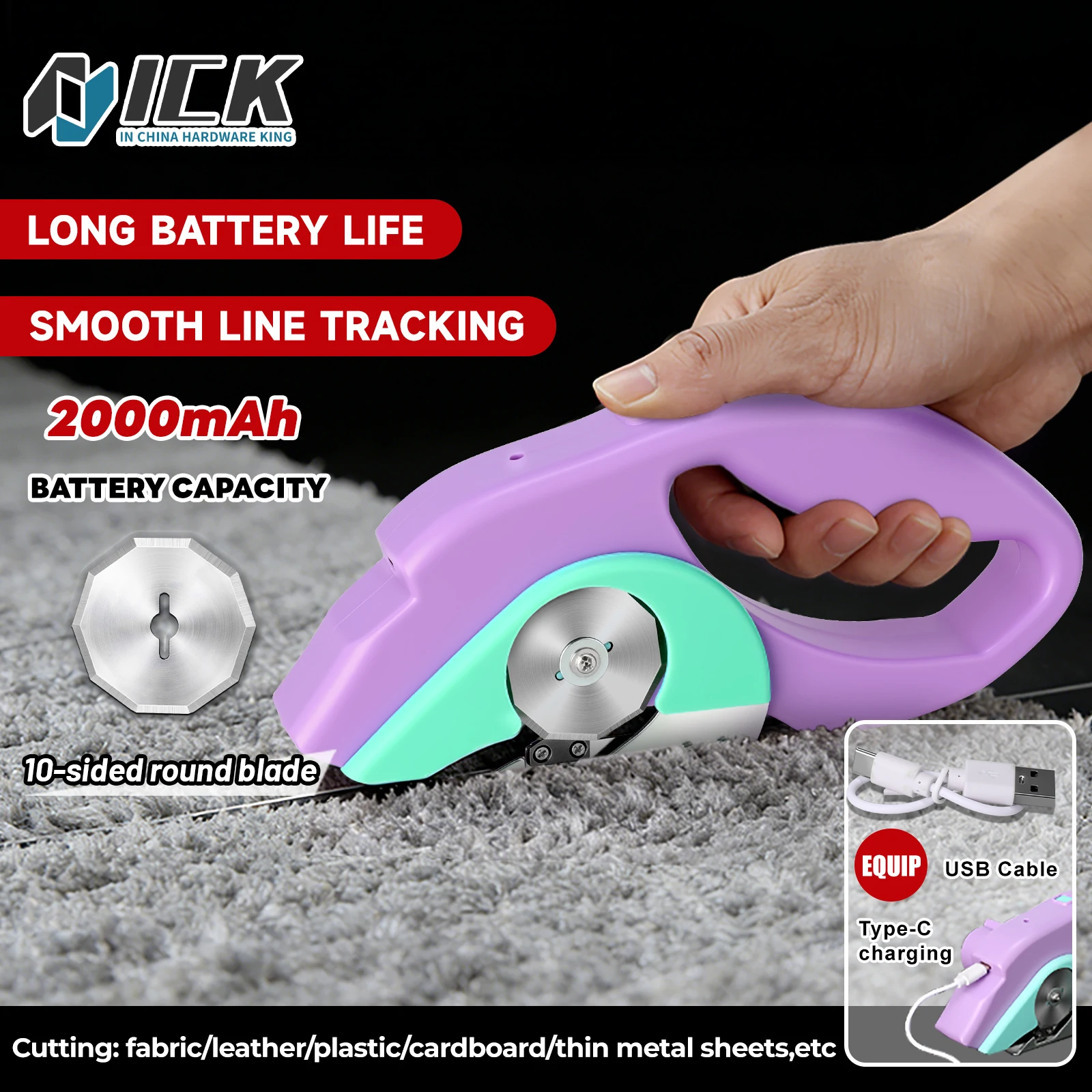 Cordless Electric Scissors 2000mAh Type-C Rechargeable Fabric Cutter for Leather Carpet Cardboard Sewing Craft
Cordless Electric Scissors 2000mAh Type-C Rechargeable Fabric Cutter for Leather Carpet Cardboard Sewing Craft