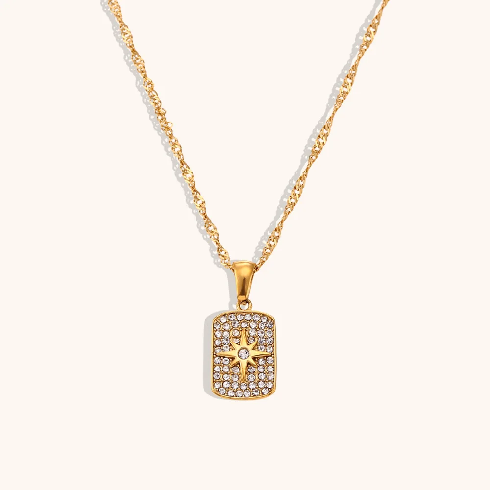 Miranda Stainless Steel Statement Rectangle Star Tarot Necklace Golden Shell Fashion Vintage Pendant Collier PVD-Plated Jewely
Miranda Stainless Steel Statement Rectangle Star Tarot Necklace Golden Shell Fashion Vintage Pendant Collier PVD-Plated Jewely