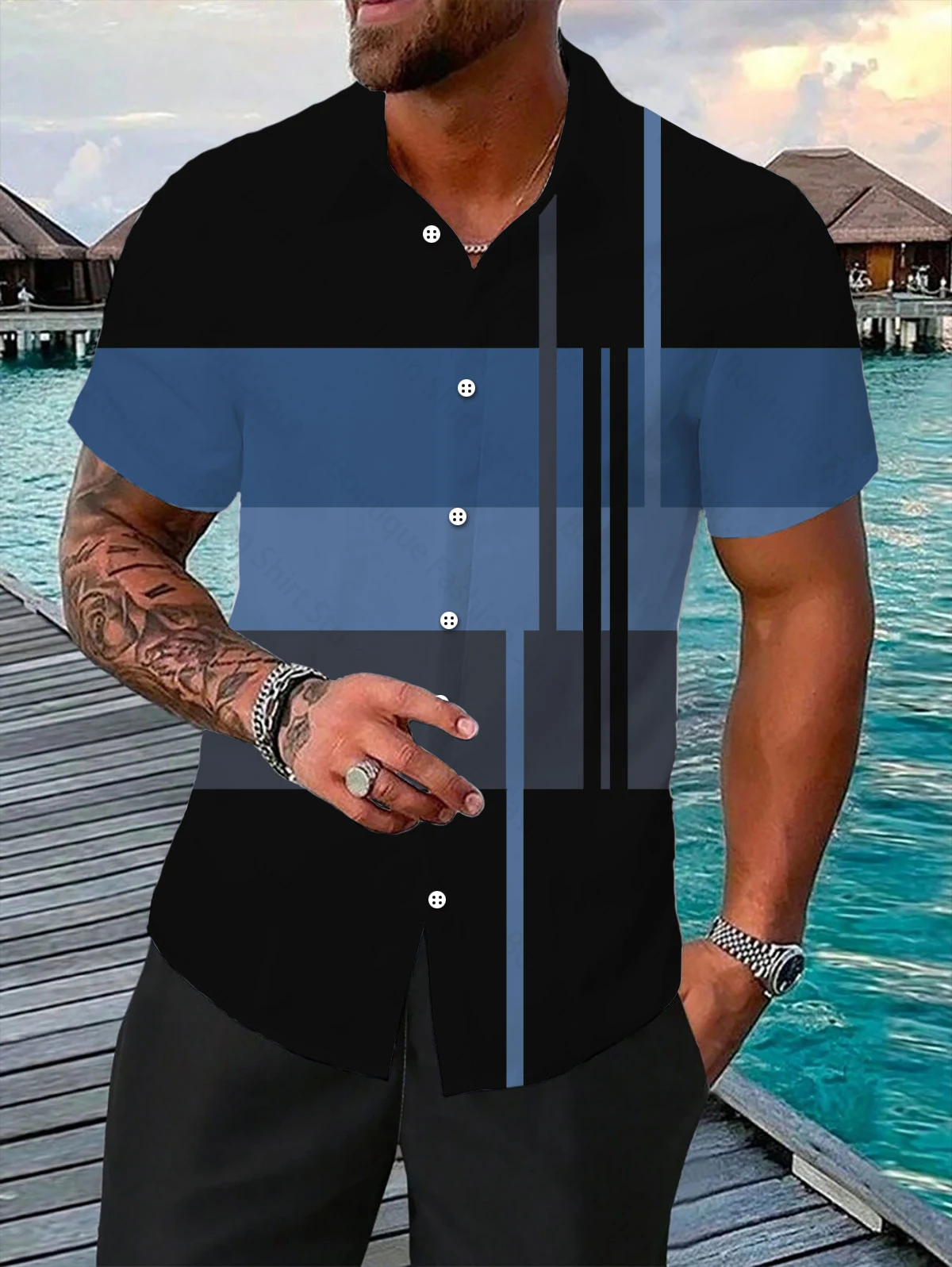 10 color striped men's enterprise casual 3D print shirt spring and summer lapel short -sleeved comfortable and elegant top
10 color striped men's enterprise casual 3D print shirt spring and summer lapel short -sleeved comfortable and elegant top