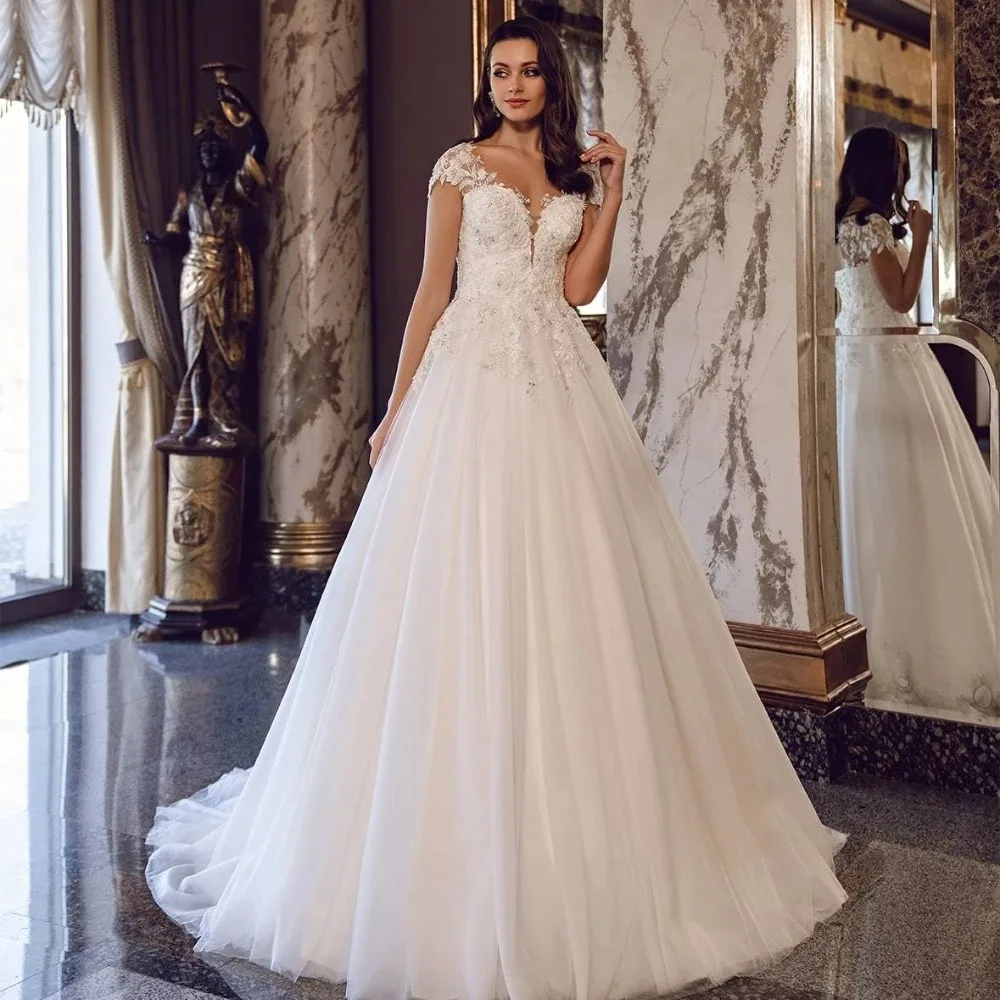 Boho White A Line Wedding Dress Princess Sweetheart Lace Applique Short Sleeves for Women Bride Gown Robe De Marriage
Boho White A Line Wedding Dress Princess Sweetheart Lace Applique Short Sleeves for Women Bride Gown Robe De Marriage