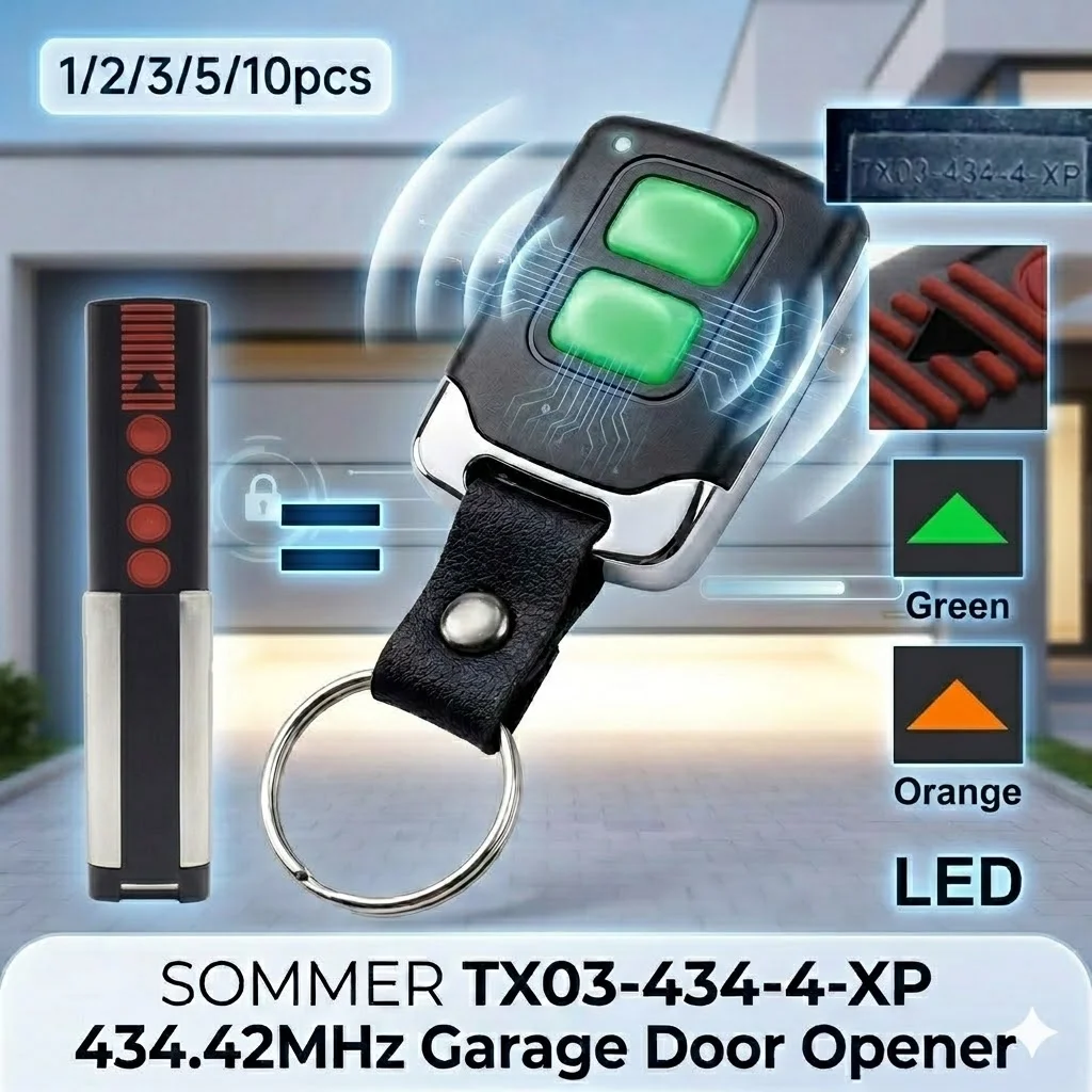 SOMMER TX03-434-4-XP 434.42MHz Garage Remote Control Automatic Door Command Transmitter Gate Keyfob
SOMMER TX03-434-4-XP 434.42MHz Garage Remote Control Automatic Door Command Transmitter Gate Keyfob