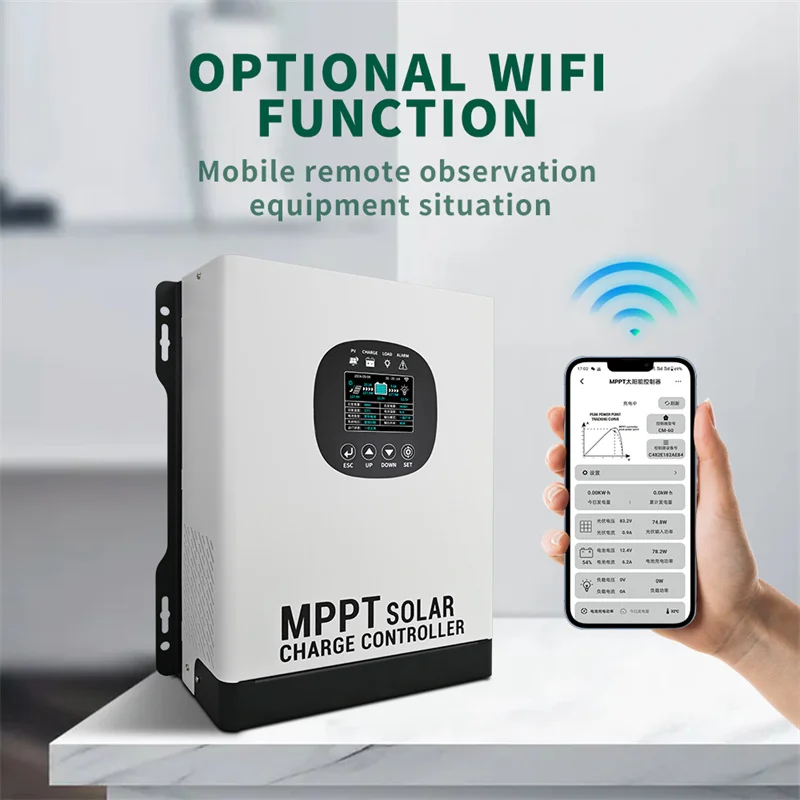 MPPT 160VDC Solar Charge Controller 12V/48V WIFI LCD Screen Solar Panel Regulator 40A 60A For Solar Roofs RVs Adaptive
MPPT 160VDC Solar Charge Controller 12V/48V WIFI LCD Screen Solar Panel Regulator 40A 60A For Solar Roofs RVs Adaptive