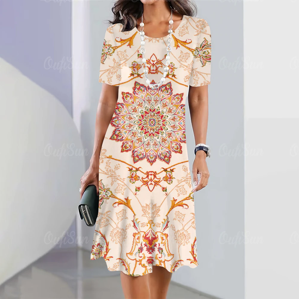 Women'S Dress Retro Printed Short Sleeved Top Fashion Short Skirt Summer Oversized Y2k Dress Women'S Loose Fitting Casual Wear
Women'S Dress Retro Printed Short Sleeved Top Fashion Short Skirt Summer Oversized Y2k Dress Women'S Loose Fitting Casual Wear