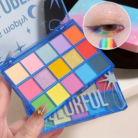 15-Color Eyeshadow Palette, Matte & Shimmer, Waterproof Long-Lasting, Easy Apply, Multi-Look Eye Makeup, Halloween, Unisex, Safe