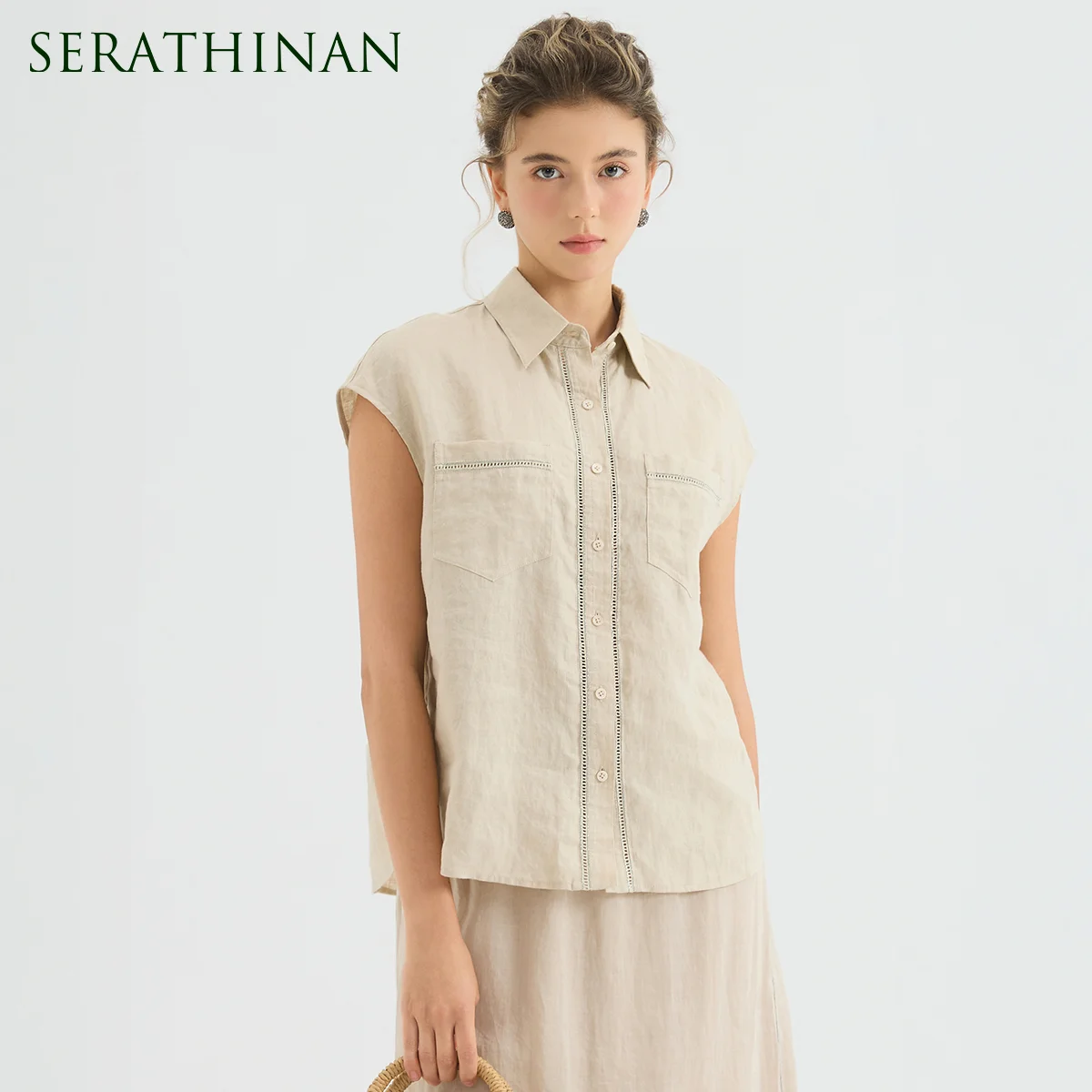 KX9613809 Luxury Chic Embroidered Linen Shirt Women's 100% Linen Sleeveless Button Up Pocket Elegant Office Blouse
KX9613809 Luxury Chic Embroidered Linen Shirt Women's 100% Linen Sleeveless Button Up Pocket Elegant Office Blouse