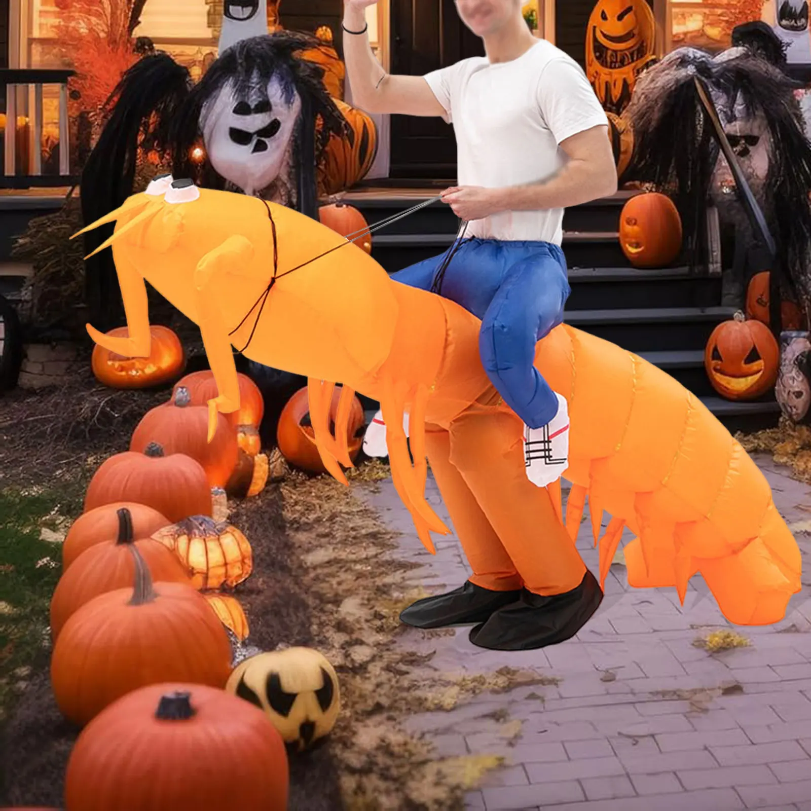 Inflatable Full Body Shrimp Riding Costume Funny Giant Novelty Party Supplies for Christmas Halloween New Year Sporting Events
Inflatable Full Body Shrimp Riding Costume Funny Giant Novelty Party Supplies for Christmas Halloween New Year Sporting Events