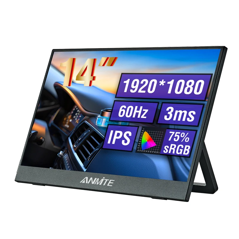 Anmite 14 inch Mobile Portable Monitor IPS Second Game Screen Extended Display for Laptop with Bracket For xbox/raspberry Pi
Anmite 14 inch Mobile Portable Monitor IPS Second Game Screen Extended Display for Laptop with Bracket For xbox/raspberry Pi