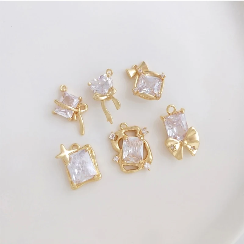 2PCS 14K Gold Plated Brass Zircon Bow Charm Pendant For DIY Earring Jewelry Making Supply Bulk Charms
2PCS 14K Gold Plated Brass Zircon Bow Charm Pendant For DIY Earring Jewelry Making Supply Bulk Charms