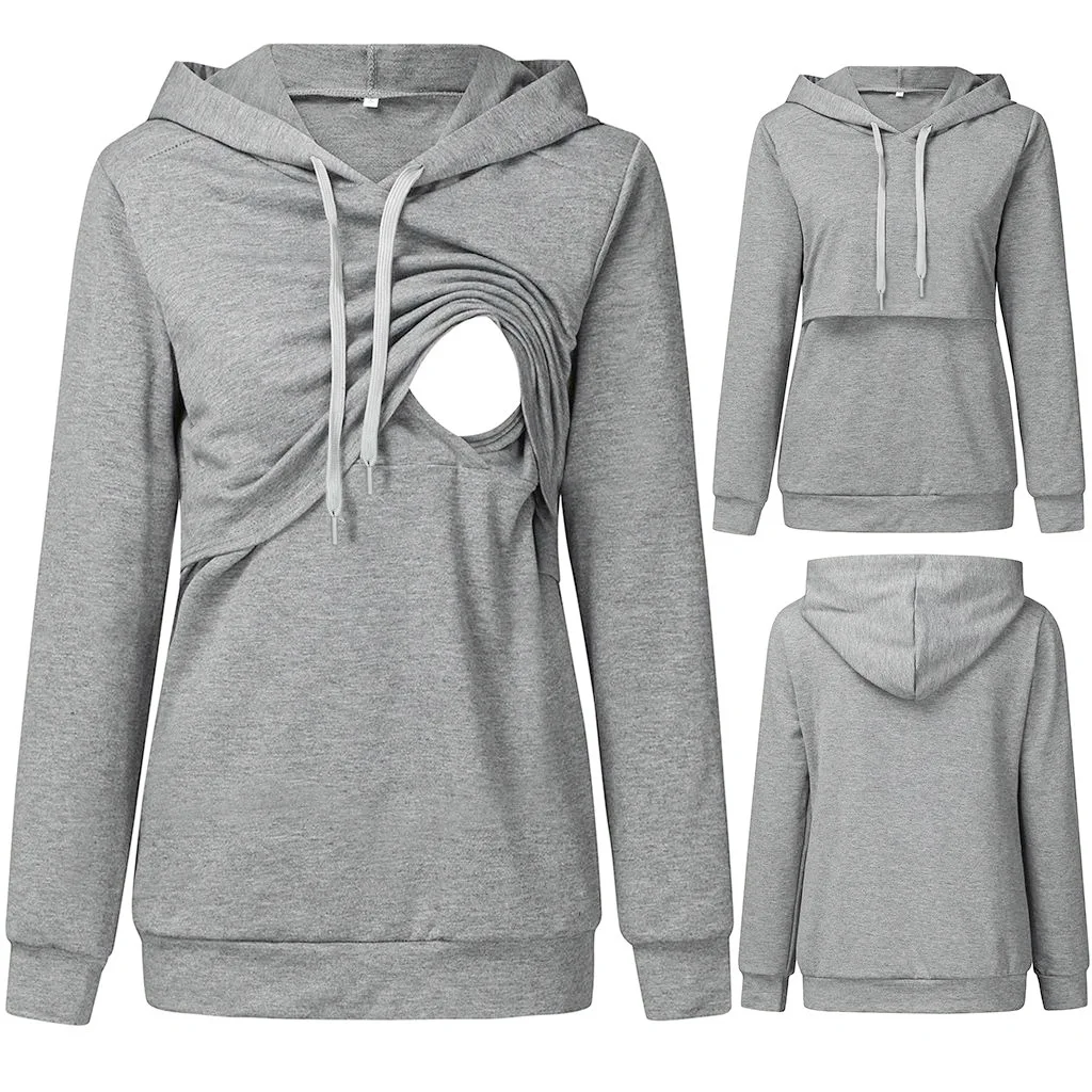 Spring Autumn Maternity Clothes Premama Long Sleeve Nursing Sweatshirt Breastfeeding Tops Hooded Sweater Tops Pregnancy Clothing
Spring Autumn Maternity Clothes Premama Long Sleeve Nursing Sweatshirt Breastfeeding Tops Hooded Sweater Tops Pregnancy Clothing