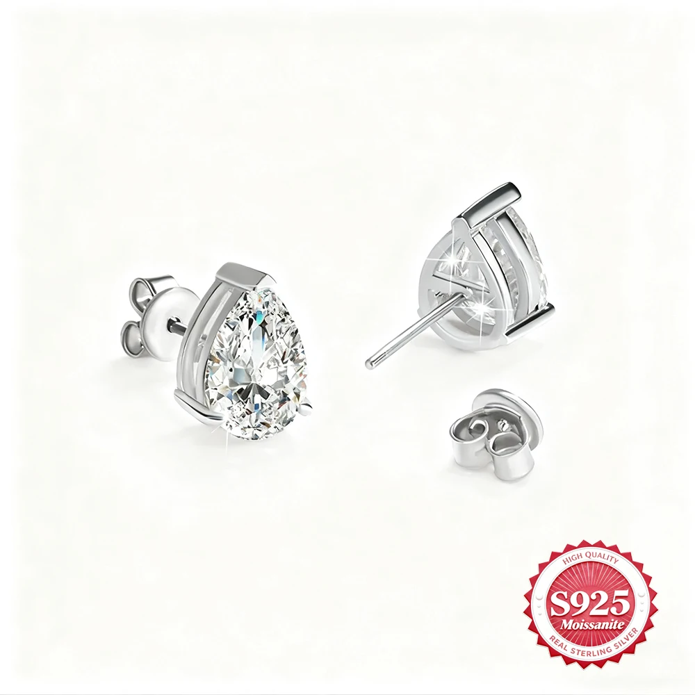 Water Drop D VVS Moissanite Earrings Stud Pear Shaped S925 Silver Synthetic Diamond Simple Classic Men Women Engagement Jewelry
Water Drop D VVS Moissanite Earrings Stud Pear Shaped S925 Silver Synthetic Diamond Simple Classic Men Women Engagement Jewelry