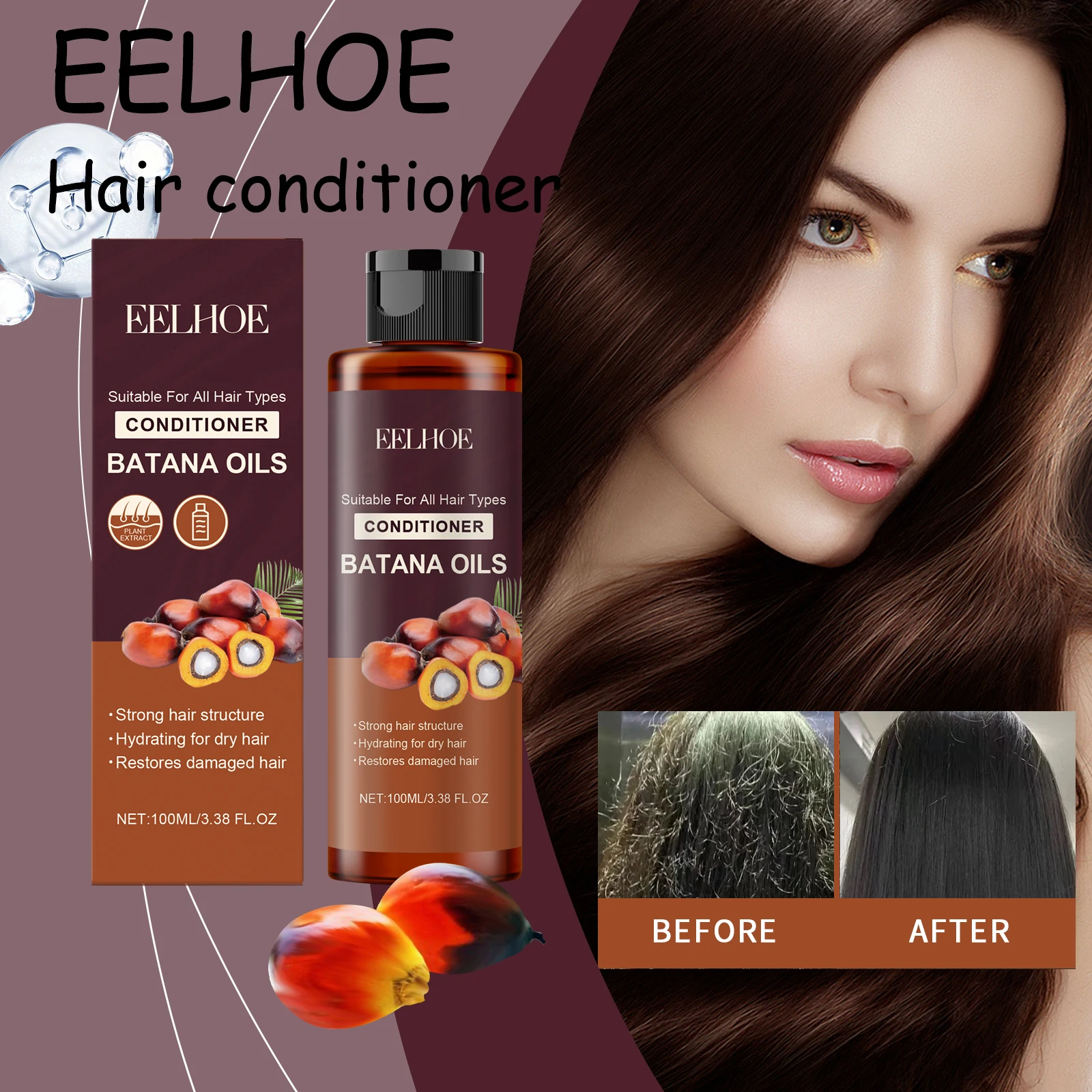 EELHOE Batana Hair Conditioner Repair Damaged Hair Reduce Spilt Ends Smoothing Anti-frizzing Nourishing Scalp Hair Conditioner
EELHOE Batana Hair Conditioner Repair Damaged Hair Reduce Spilt Ends Smoothing Anti-frizzing Nourishing Scalp Hair Conditioner