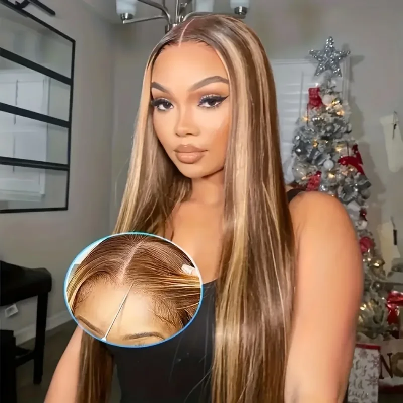 250% 13X4 Density Highlight Ombre 13x4 Lace Frontal Wig Human Hair Honey Blonde Lace Front Highlighted Wigs 4/27 Colored Straight Highlights For Women Pre Plucked with Baby Hair brown Natural Hairline 3 Seconds To Wear Glueless Wig
250% 13X4 Density Highlight Ombre 13x4 Lace Frontal Wig Human Hair Honey Blonde Lace Front Highlighted Wigs 4/27 Colored Straight Highlights For Women Pre Plucked with Baby Hair brown Natural Hairline 3 Seconds To Wear Glueless Wig