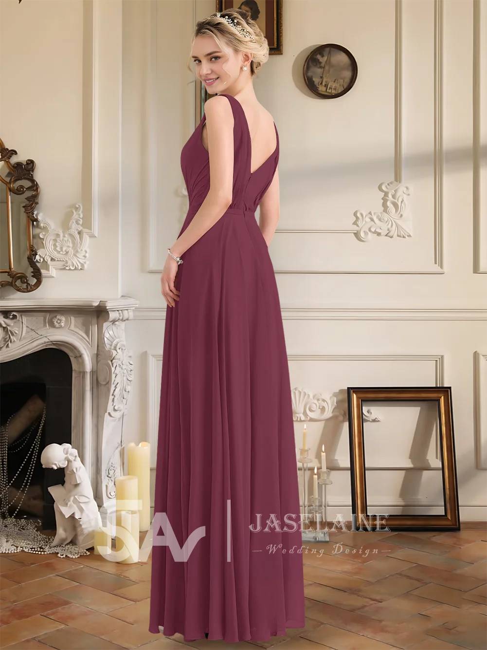 A Luxury Royal Blue A-Line V-Neck Chiffon Bridesmaid Dresses With Elegant Pleated Skirt Floor-Length Wedding Party Dress Woman
A Luxury Royal Blue A-Line V-Neck Chiffon Bridesmaid Dresses With Elegant Pleated Skirt Floor-Length Wedding Party Dress Woman