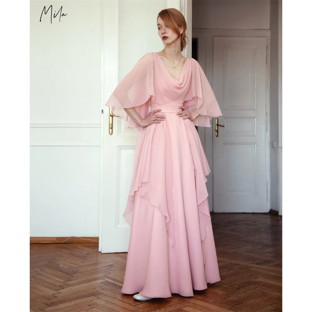 Mila Customized Pink Cowl Flared Sleeve A-Line Prom Dress Tiered Classic Formal Evening Floor-Length Vestidos De Fiesta 2026
Mila Customized Pink Cowl Flared Sleeve A-Line Prom Dress Tiered Classic Formal Evening Floor-Length Vestidos De Fiesta 2026