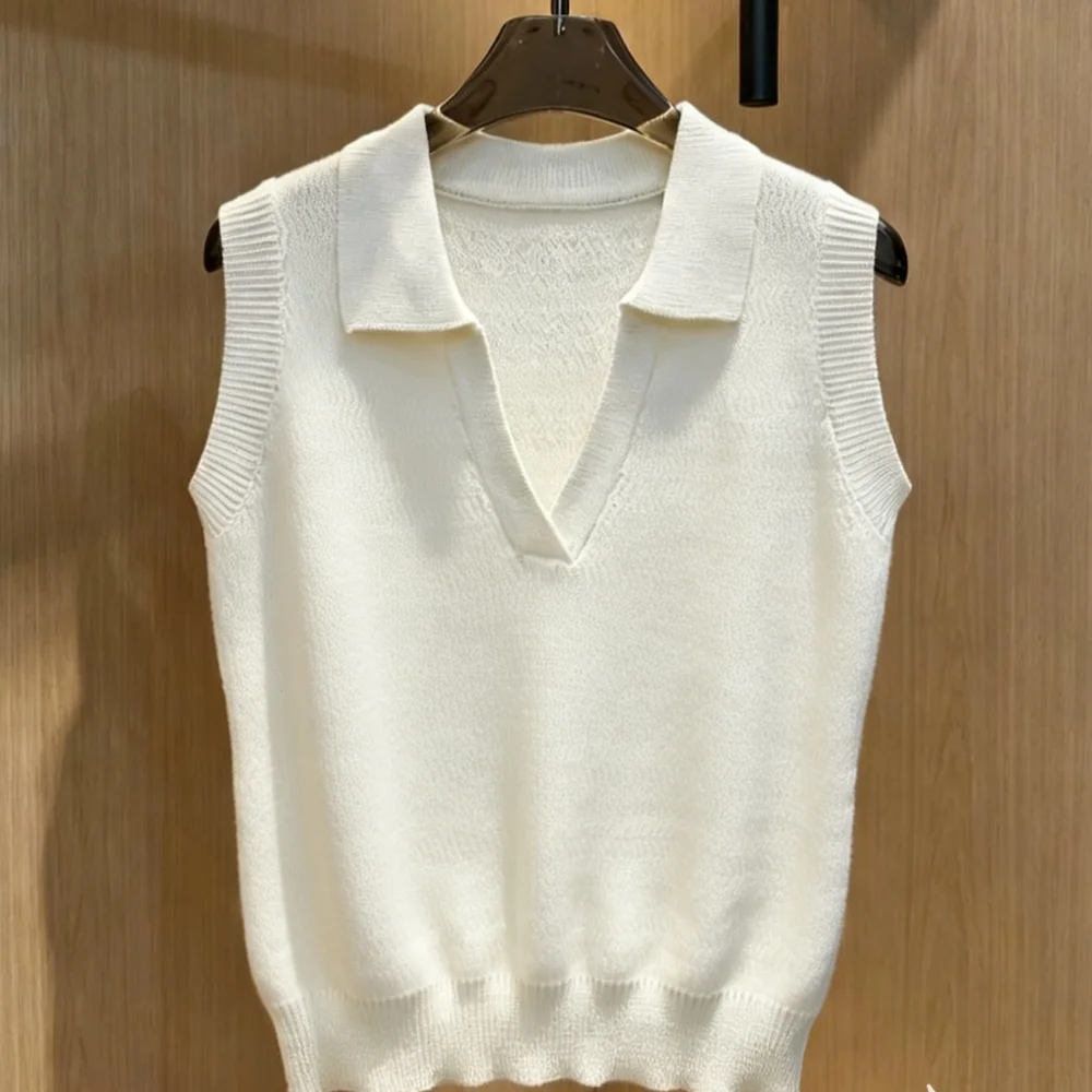 2026 Women's White Knit Polo Vest Sleeveless V Neck Sweater Tank Top Casual Preppy Style Knitwear 021
2026 Women's White Knit Polo Vest Sleeveless V Neck Sweater Tank Top Casual Preppy Style Knitwear 021