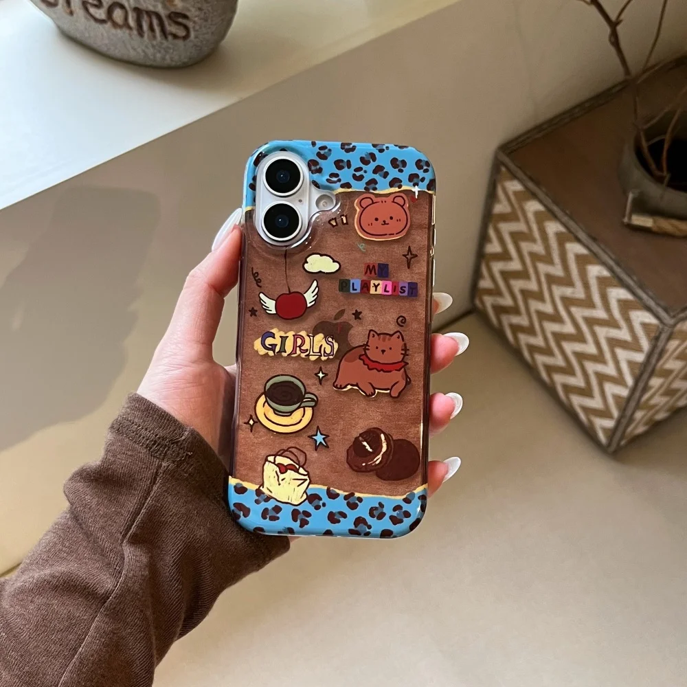 Cartoon leopard print afternoon tea cat phone case, suitable for iPhone14/15/16/17ProMax, INS simple shockproof protective case
Cartoon leopard print afternoon tea cat phone case, suitable for iPhone14/15/16/17ProMax, INS simple shockproof protective case