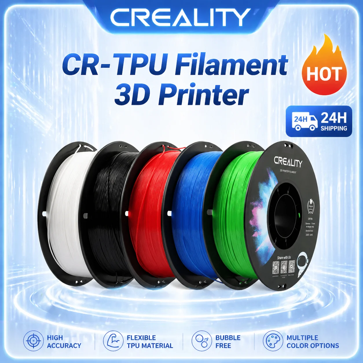 Филамент CREALITY CR-TPU для 3D-печати: Высокопрочный, мягкий, адгезивный материал, экологически чистый, диаметр 1,75 мм
Филамент CREALITY CR-TPU для 3D-печати: Высокопрочный, мягкий, адгезивный материал, экологически чистый, диаметр 1,75 мм