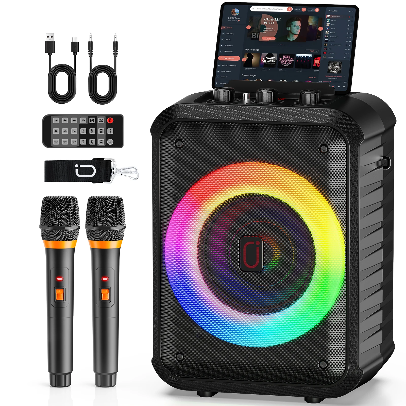 Jyx Kara Ok Machine with 2 Wireless Microphones, Supports Aux Input, Fm, Rec Pa System with Remote Control, Suitable for Party
Jyx Kara Ok Machine with 2 Wireless Microphones, Supports Aux Input, Fm, Rec Pa System with Remote Control, Suitable for Party