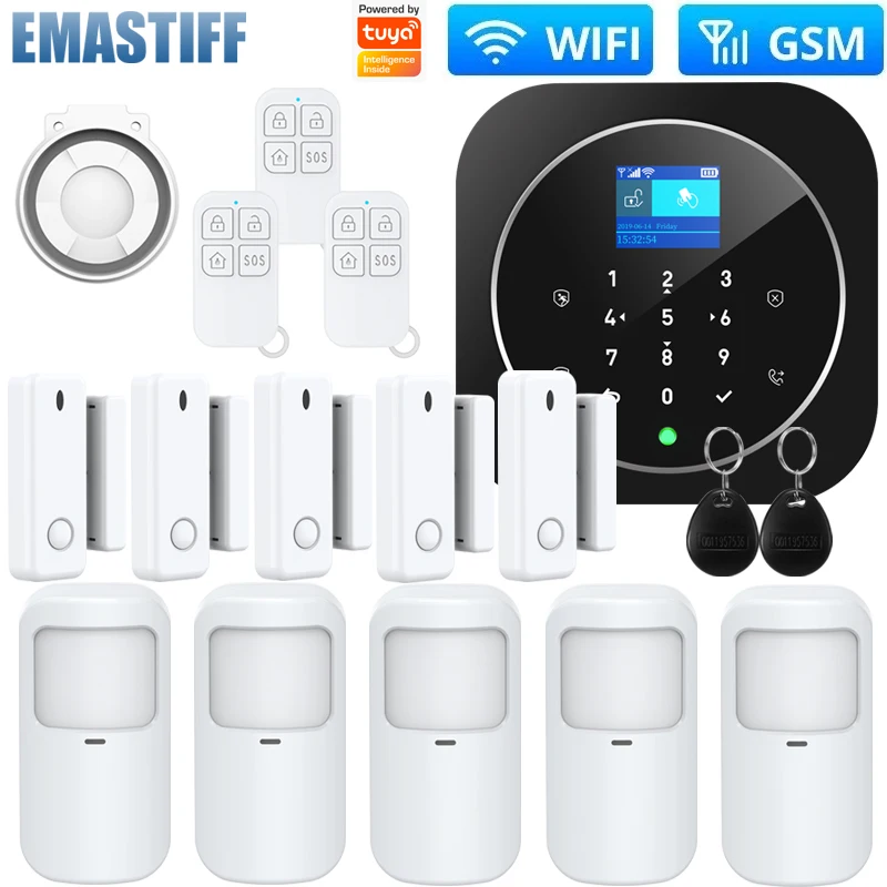 Wifi GSM Alarm System Home 433mhz Wireless Security Burglar Alarm Kit Door Open Motion Sensor Smart Life Tuya App Control
Wifi GSM Alarm System Home 433mhz Wireless Security Burglar Alarm Kit Door Open Motion Sensor Smart Life Tuya App Control