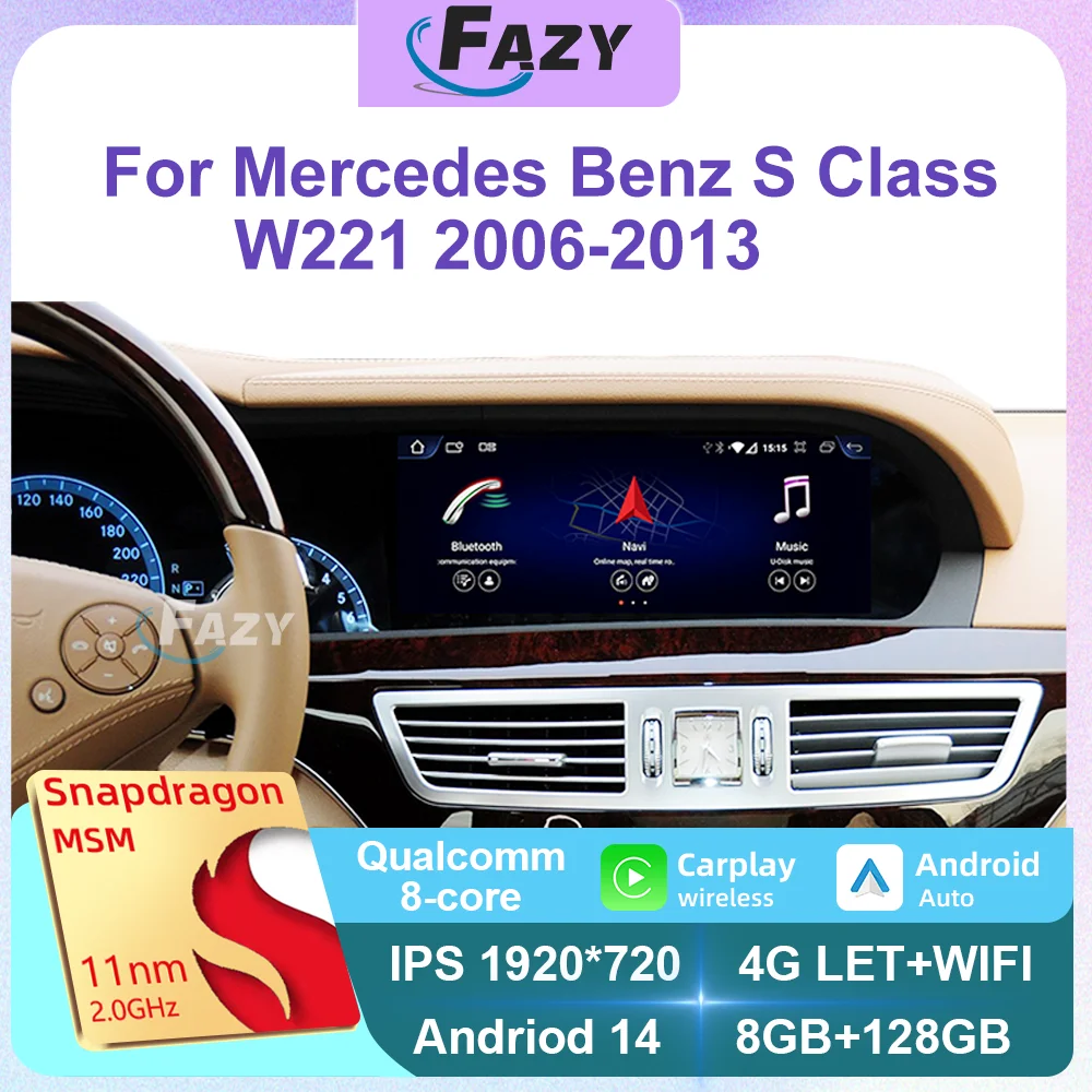 Android 14, беспроводной авто CarPlay для Mercedes Benz S Class W221 2006-2013, автомобильная мультимедийная навигация, IPS сенсорный экран, GPS DSP
Android 14, беспроводной авто CarPlay для Mercedes Benz S Class W221 2006-2013, автомобильная мультимедийная навигация, IPS сенсорный экран, GPS DSP