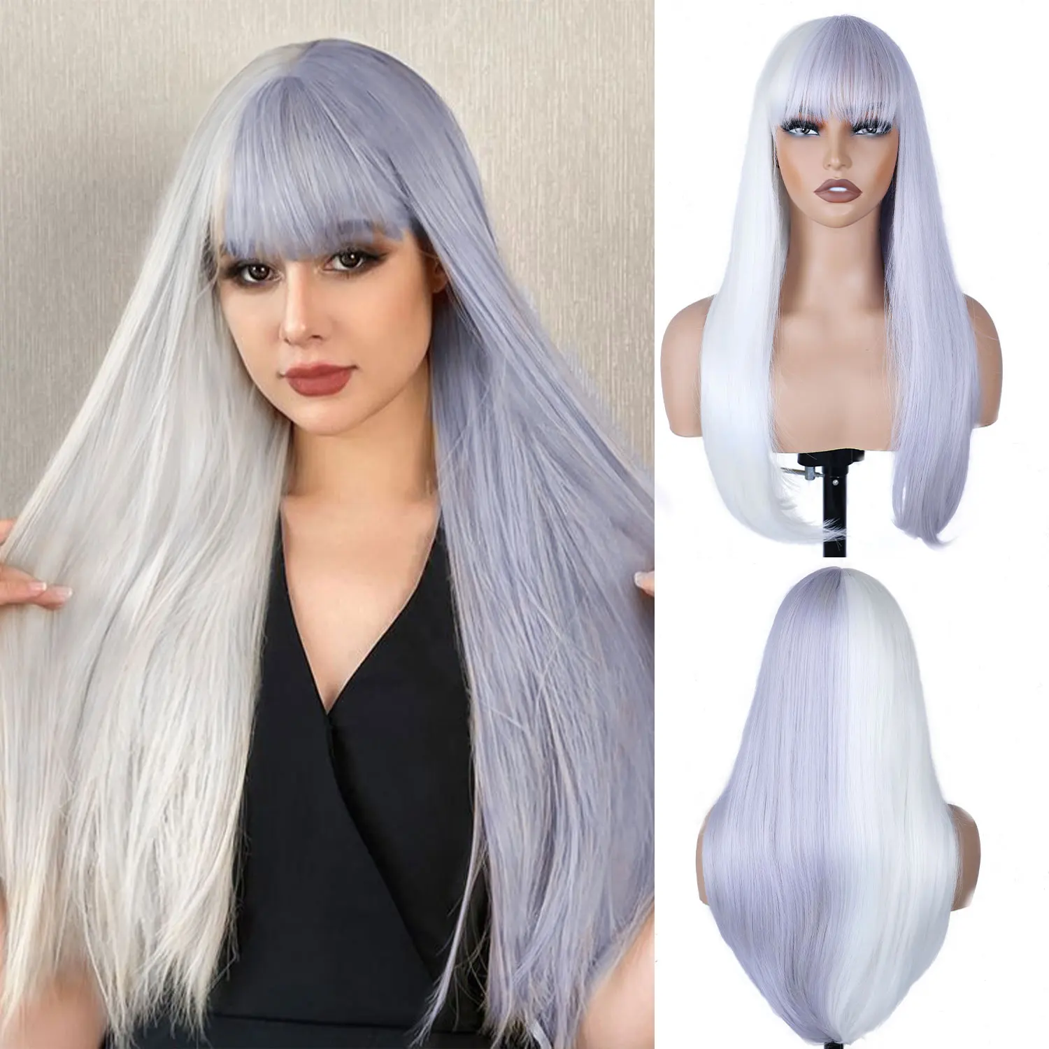 Бело-фиолетовый парик с челкой, длинный прямой парик с окрашенными концами из синтетического волокна для женщин, подходит для девушек для ношения на вечеринках.
Бело-фиолетовый парик с челкой, длинный прямой парик с окрашенными концами из синтетического волокна для женщин, подходит для девушек для ношения на вечеринках.