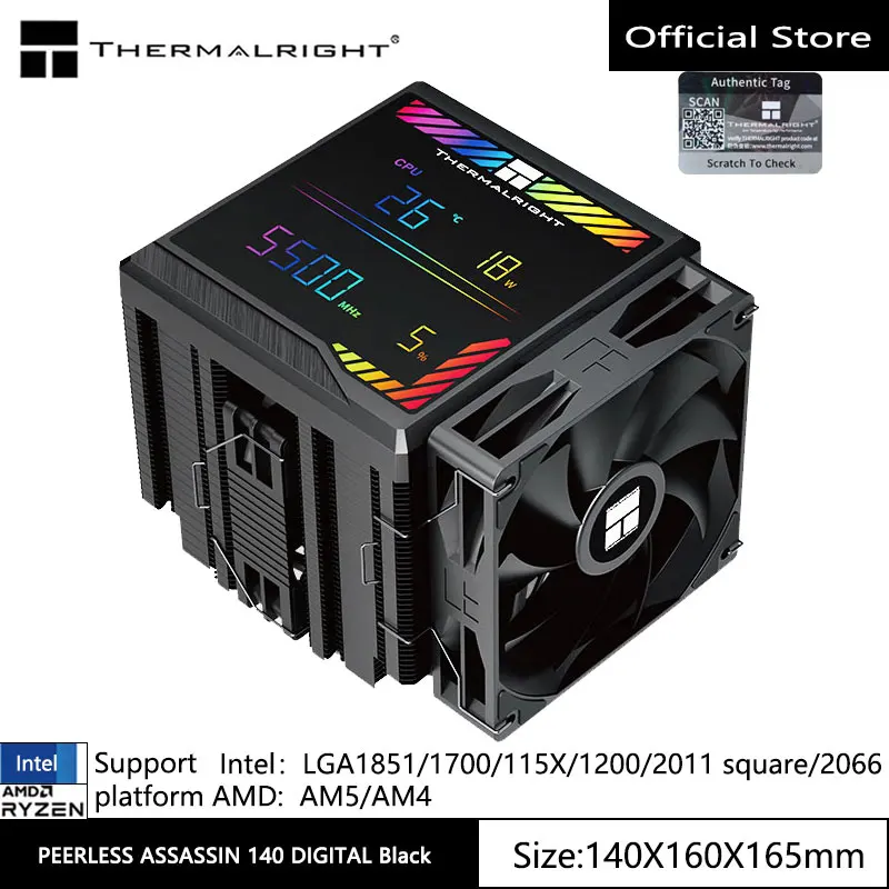 Thermalright Peerless Assassin 140 Digital Air-cooled radiator,AGHP GEN5.0 heat pipe 6 heat pipes, Support LGA1851/1700/115X/AM5
Thermalright Peerless Assassin 140 Digital Air-cooled radiator,AGHP GEN5.0 heat pipe 6 heat pipes, Support LGA1851/1700/115X/AM5