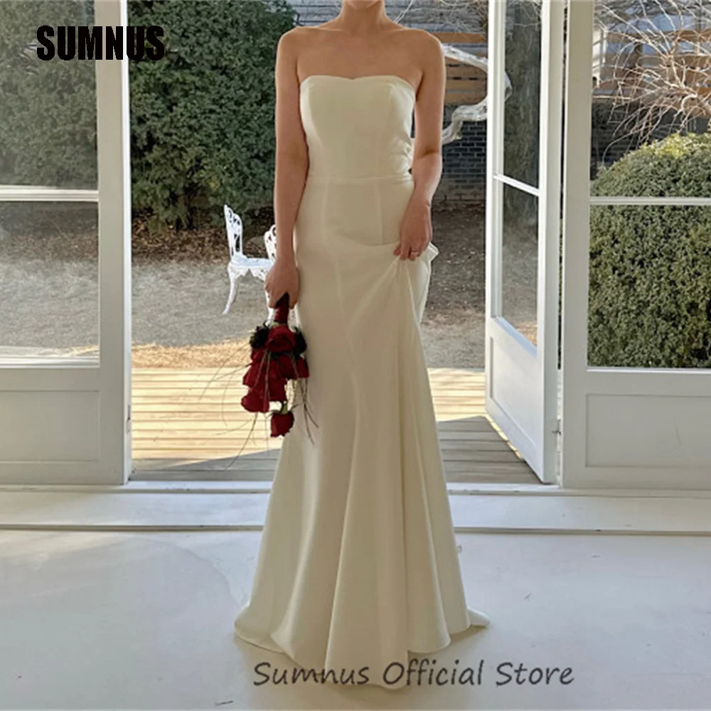 SUMNUS Simple Strapless Mermaid Princess Wedding Dreses Satin Floor Length Korea Bride Gowns Lace Up Bow Evening Party Dress
SUMNUS Simple Strapless Mermaid Princess Wedding Dreses Satin Floor Length Korea Bride Gowns Lace Up Bow Evening Party Dress
