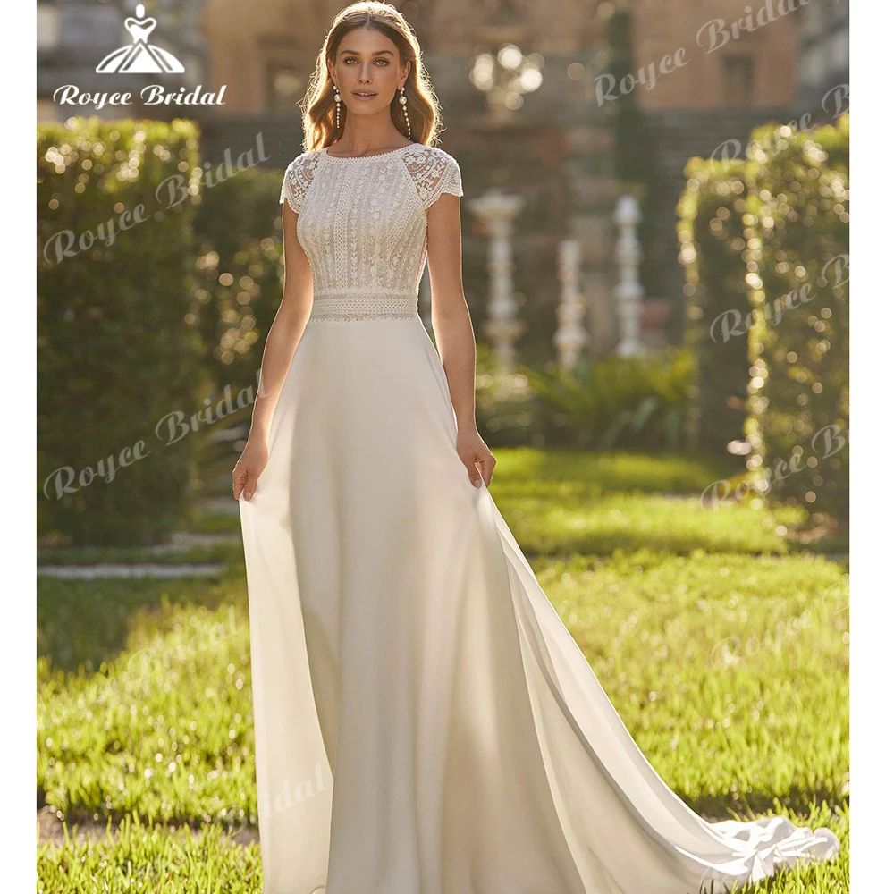Roycebridal Short Sleeve Beach Wedding Dresses 2026 A Line Chiffon Bridal Gowns Lace O Neck Wedding Gowns Customized
Roycebridal Short Sleeve Beach Wedding Dresses 2026 A Line Chiffon Bridal Gowns Lace O Neck Wedding Gowns Customized