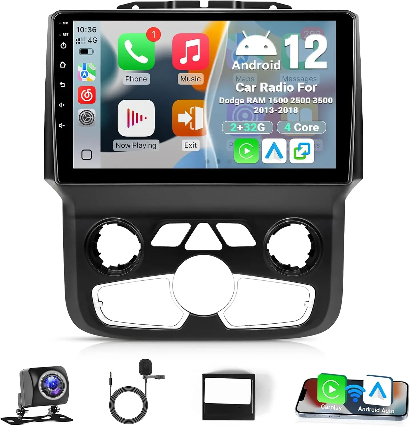 Car Radio Stereo for Dodge Ram 1500 2500 3500 2013-2019 Auto Ac with Wireless Carplay Android Auto, 9 inch Touch Screen in-Dash Navigation GPS Units with Backup Camera WiFi BT FM SWC
Car Radio Stereo for Dodge Ram 1500 2500 3500 2013-2019 Auto Ac with Wireless Carplay Android Auto, 9 inch Touch Screen in-Dash Navigation GPS Units with Backup Camera WiFi BT FM SWC