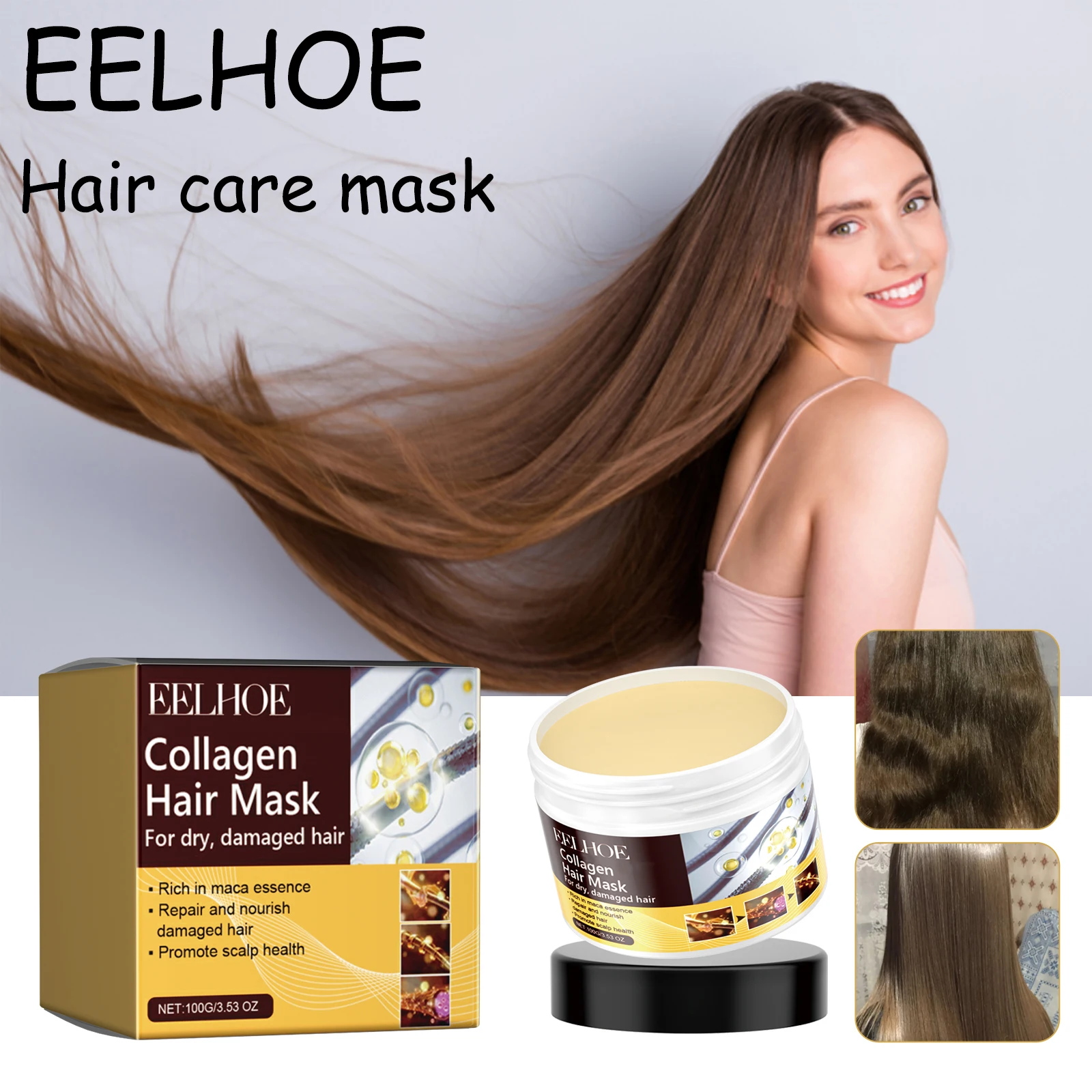 EELHOE Collagen Hair Mask Reduce Dryness Nourishing Repair Damaged Hair Restore Hair Shine Anti-frizzing Smooth Hair Care Mask
EELHOE Collagen Hair Mask Reduce Dryness Nourishing Repair Damaged Hair Restore Hair Shine Anti-frizzing Smooth Hair Care Mask