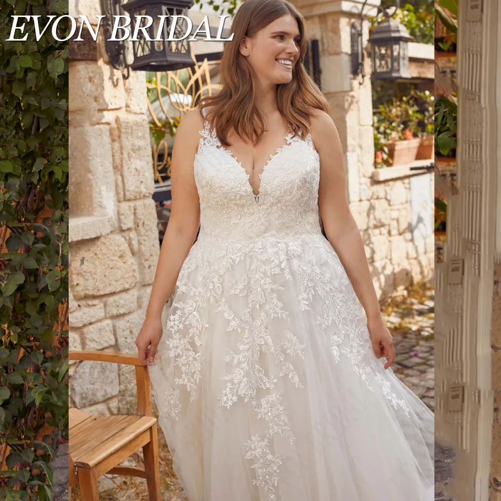 EVON BRIDAL Spaghetti Straps Plus Size Wedding Dresses A-Line V-Neck Applique Bride Gowns Hochzeitskleider Damen Große größe
EVON BRIDAL Spaghetti Straps Plus Size Wedding Dresses A-Line V-Neck Applique Bride Gowns Hochzeitskleider Damen Große größe