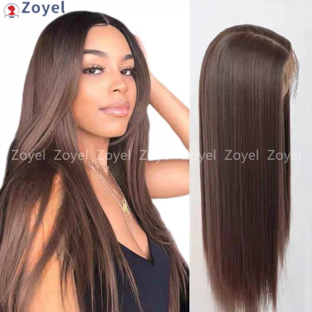 24 Inches Dark Brown Highlights Front Lace Wigs Natural Straight New Chocolate Brown Glueless Wigs Synthetic Hair Daily Wigs
24 Inches Dark Brown Highlights Front Lace Wigs Natural Straight New Chocolate Brown Glueless Wigs Synthetic Hair Daily Wigs