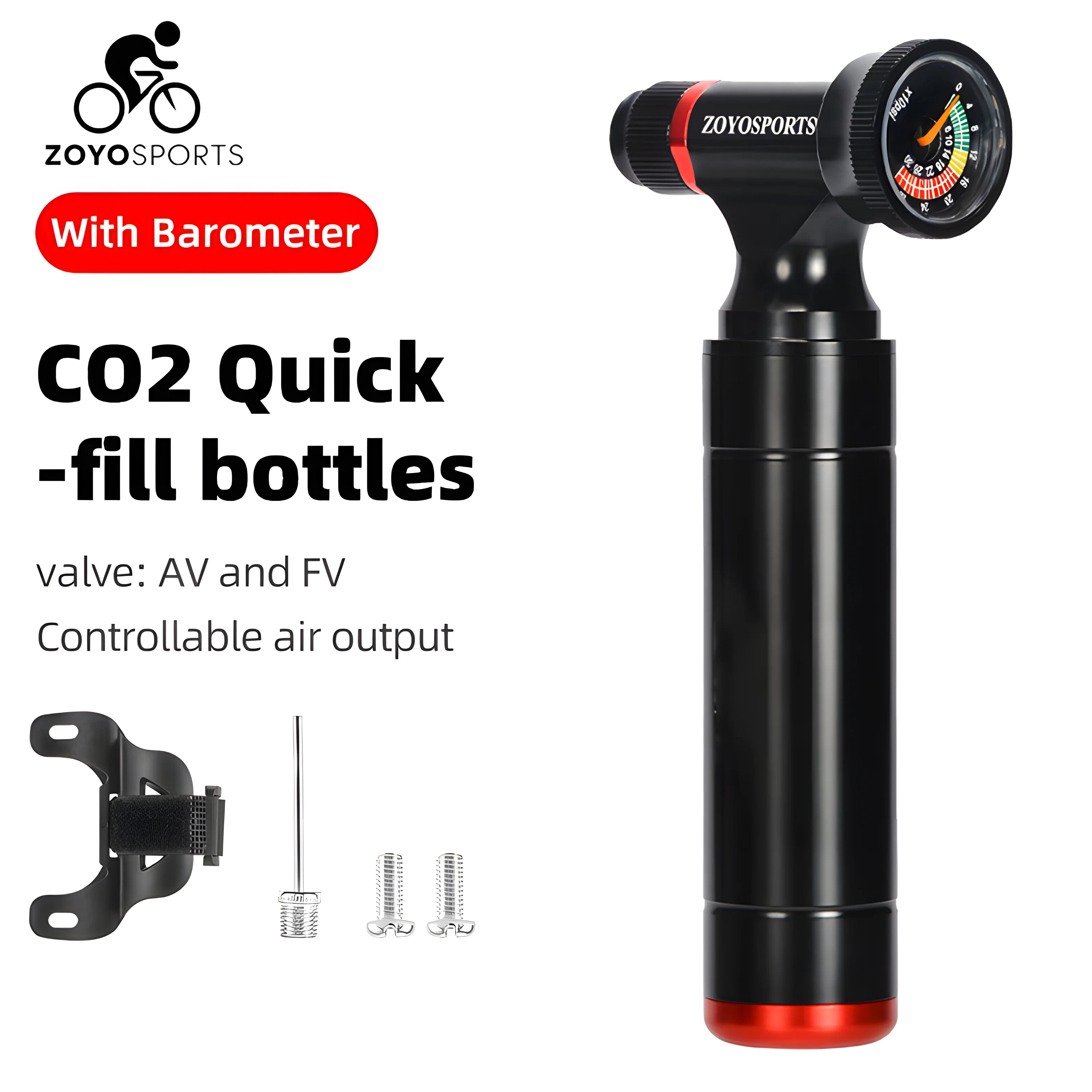 ZOYOSPORTS Black Head CO2 Pump with Clear Pressure Gauge Aluminum Alloy Bike Air Mini Cycling Bicycle CO2 Inflator
ZOYOSPORTS Black Head CO2 Pump with Clear Pressure Gauge Aluminum Alloy Bike Air Mini Cycling Bicycle CO2 Inflator