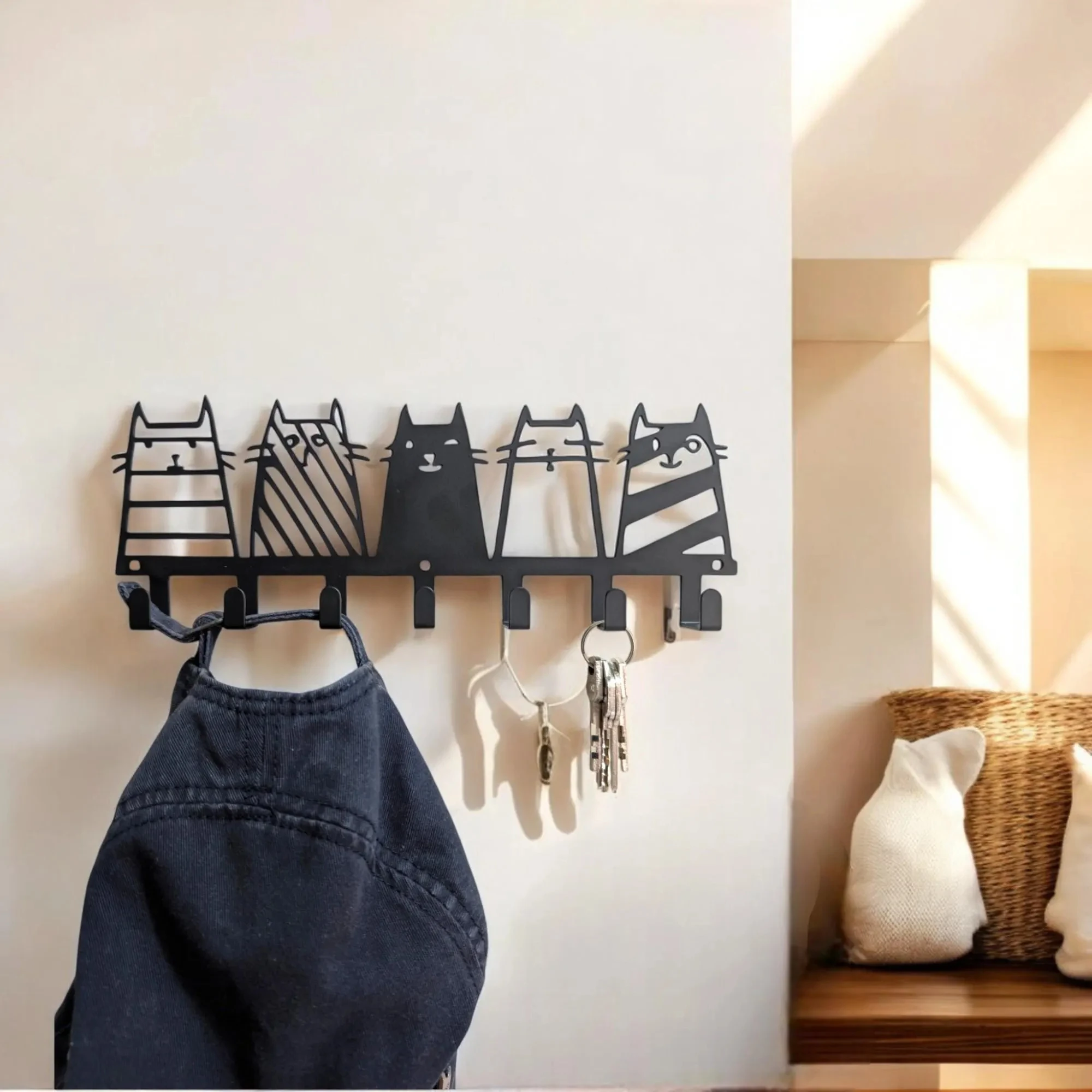Cute Cat Wall Hook Rack - Hooks Key Holder - Modern Cat Decor - Entryway Coat Rack - Wall Mounted Organizer - Housewarming Gift
Cute Cat Wall Hook Rack - Hooks Key Holder - Modern Cat Decor - Entryway Coat Rack - Wall Mounted Organizer - Housewarming Gift