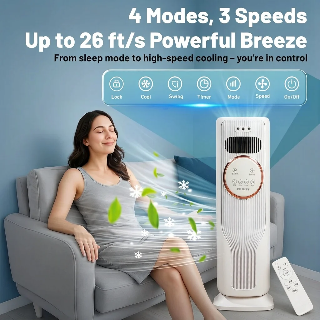 Efficient Tower Air Cooler Fan with Heater Mode, Bladeless Structure, Ice Water Cooling System, Smooth Airflow Circulation, Quie
Efficient Tower Air Cooler Fan with Heater Mode, Bladeless Structure, Ice Water Cooling System, Smooth Airflow Circulation, Quie
