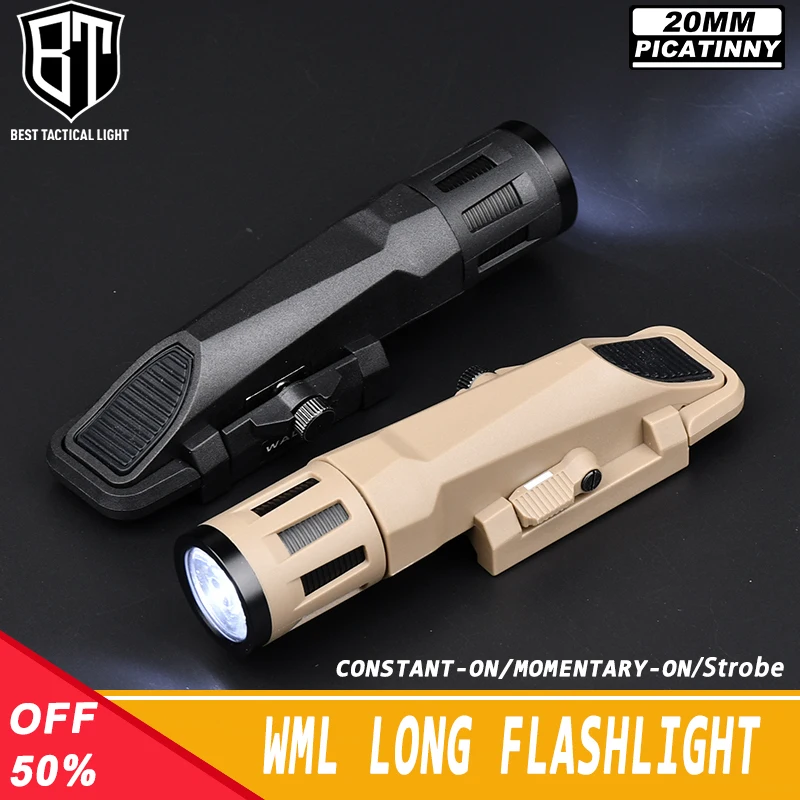 WML Long Tactical Flashlight Hunting Scout Pistol Gun Rifl Accessory Constant-on/Momentary-on/Strobe Fit 20MM Picatinny Rail
WML Long Tactical Flashlight Hunting Scout Pistol Gun Rifl Accessory Constant-on/Momentary-on/Strobe Fit 20MM Picatinny Rail