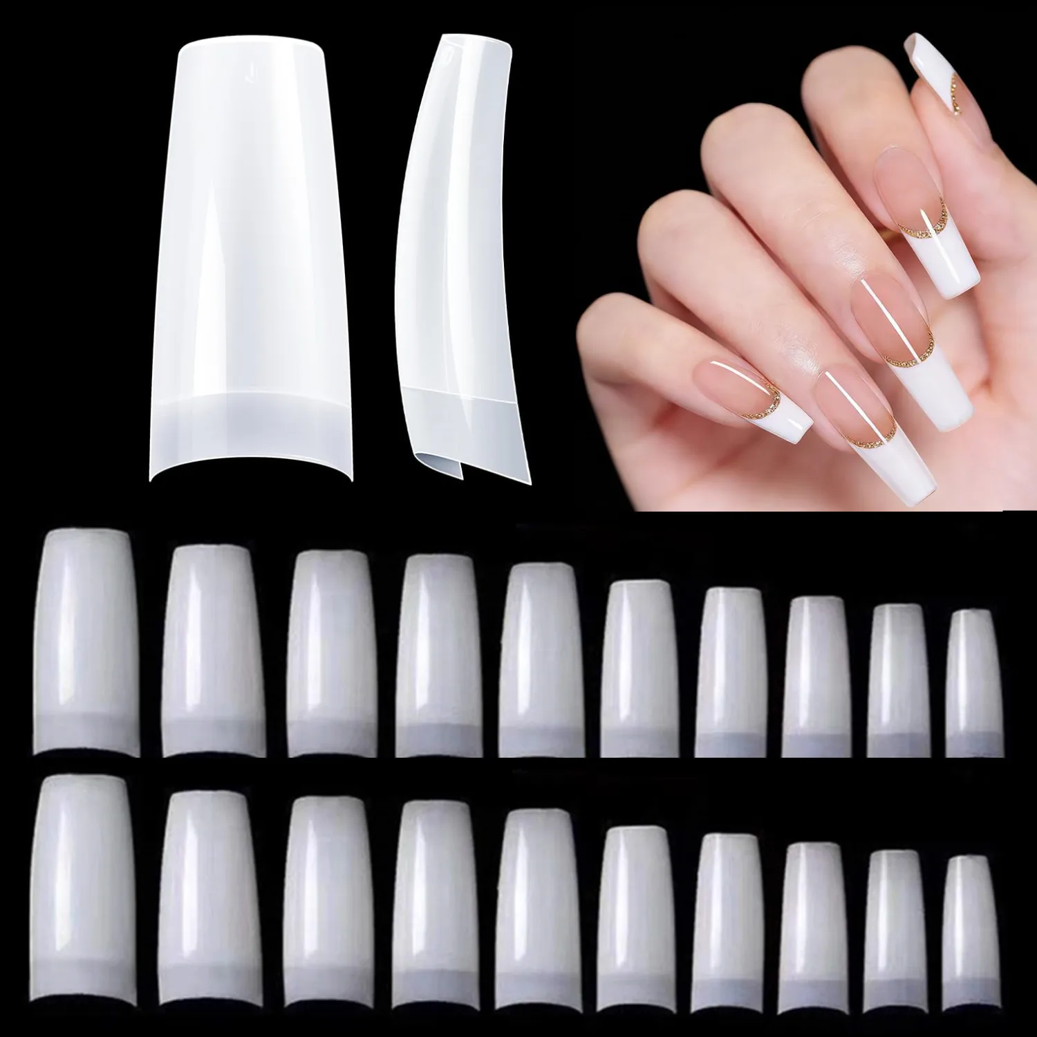 Makartt False Nails Tips - Half Cover Lady French Style Acrylic Artificial Tip Manicure 10 Sizes for Nail Extension DIY Salon
Makartt False Nails Tips - Half Cover Lady French Style Acrylic Artificial Tip Manicure 10 Sizes for Nail Extension DIY Salon