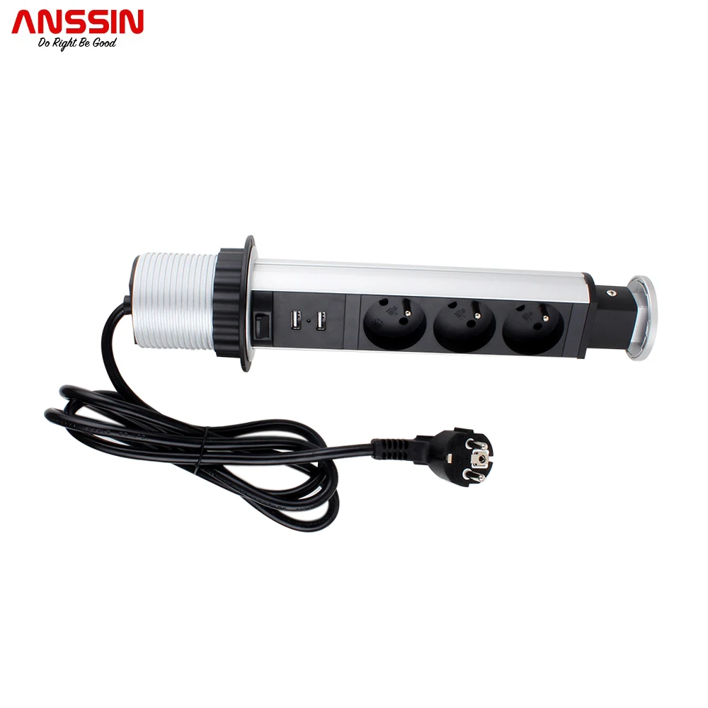 Anssin Pop Up Electrical Socket With 3 French Standard Plugs And 2 USB, Suitable For Kitchen, Office, Desk, Silver Case
Anssin Pop Up Electrical Socket With 3 French Standard Plugs And 2 USB, Suitable For Kitchen, Office, Desk, Silver Case