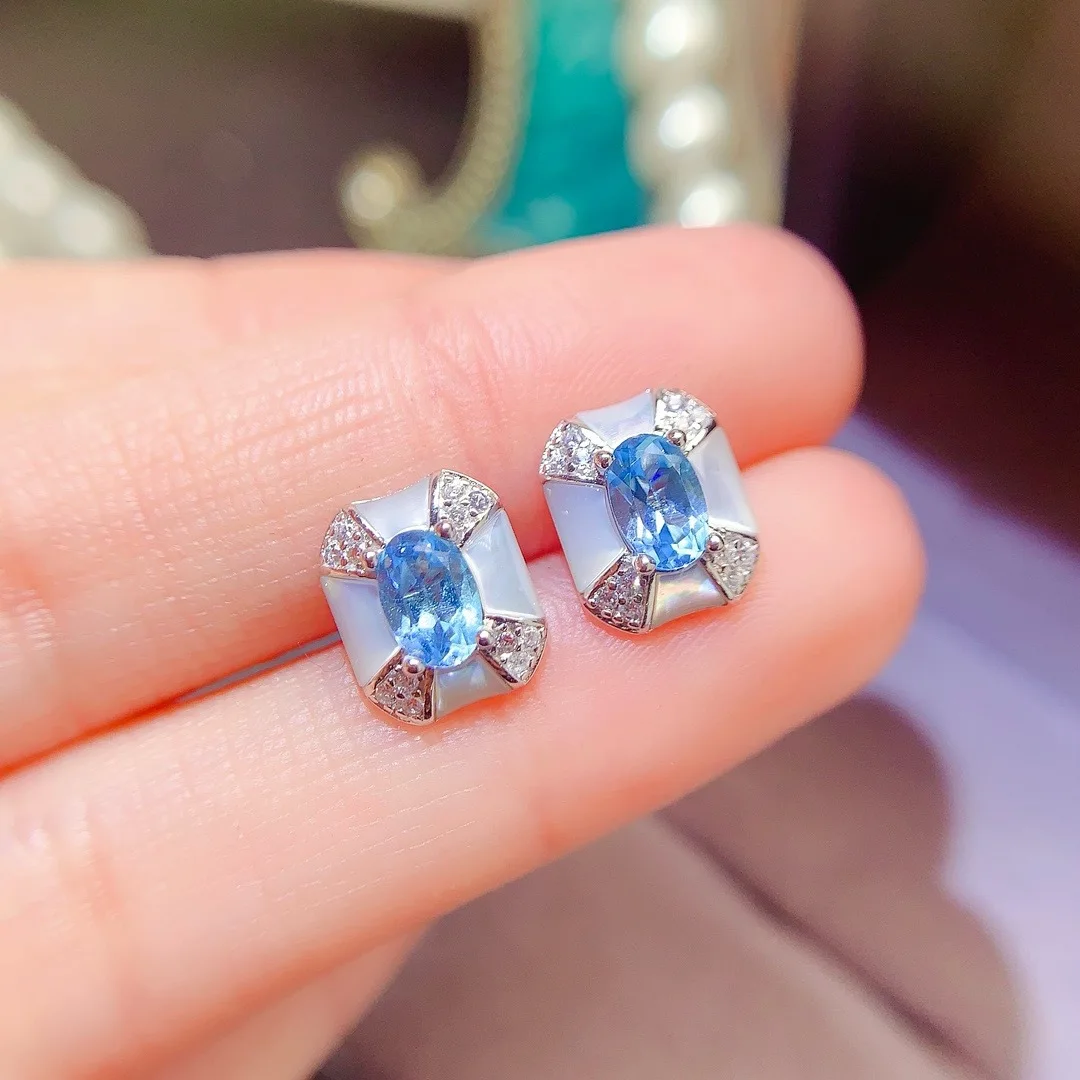 Boutique Jewelry Natural Swiss Blue Topaz Gemstone 4x6mm Female Earrings 925 Pure Silver Gift for Girlfriend Birthday, Wedding P
Boutique Jewelry Natural Swiss Blue Topaz Gemstone 4x6mm Female Earrings 925 Pure Silver Gift for Girlfriend Birthday, Wedding P