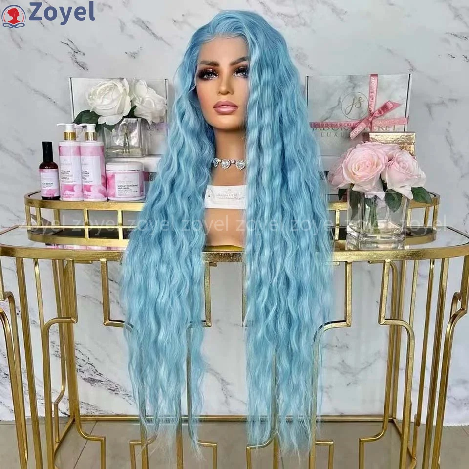 13*4 Blue Curly Wigs for Women Synthetic Lace Front Wig Long Loose Curly Blue Wig Heat Resistant Fiber Hair Wig Cosplay Party
13*4 Blue Curly Wigs for Women Synthetic Lace Front Wig Long Loose Curly Blue Wig Heat Resistant Fiber Hair Wig Cosplay Party