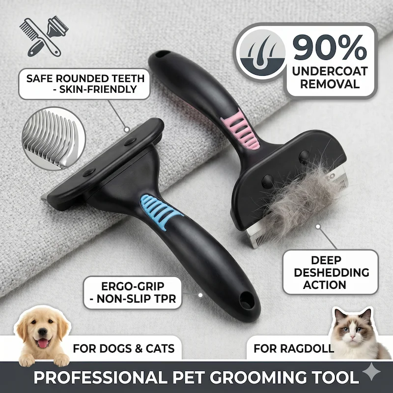Pet Dog Cat Deshedding Brush Comb for Long Short Hair Removal Grooming Tool Trimmer Supplies for Dogs & Cats
Pet Dog Cat Deshedding Brush Comb for Long Short Hair Removal Grooming Tool Trimmer Supplies for Dogs & Cats