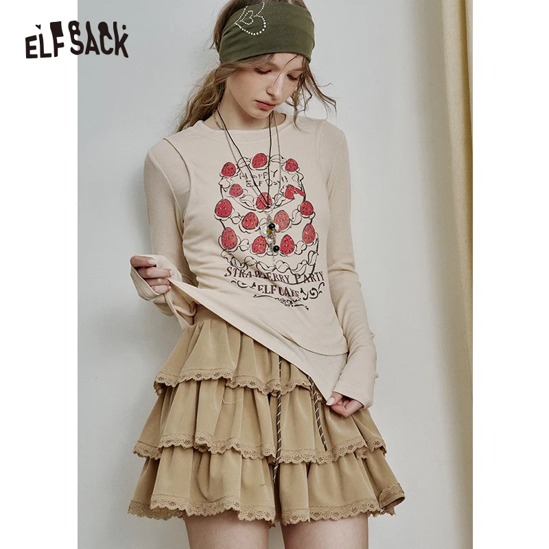 ELFSACK 2025 Spring New Arrivals Fake two-piece strawberry print long-sleeved T-shirt for women sweet versatile slim-fitting top
ELFSACK 2025 Spring New Arrivals Fake two-piece strawberry print long-sleeved T-shirt for women sweet versatile slim-fitting top