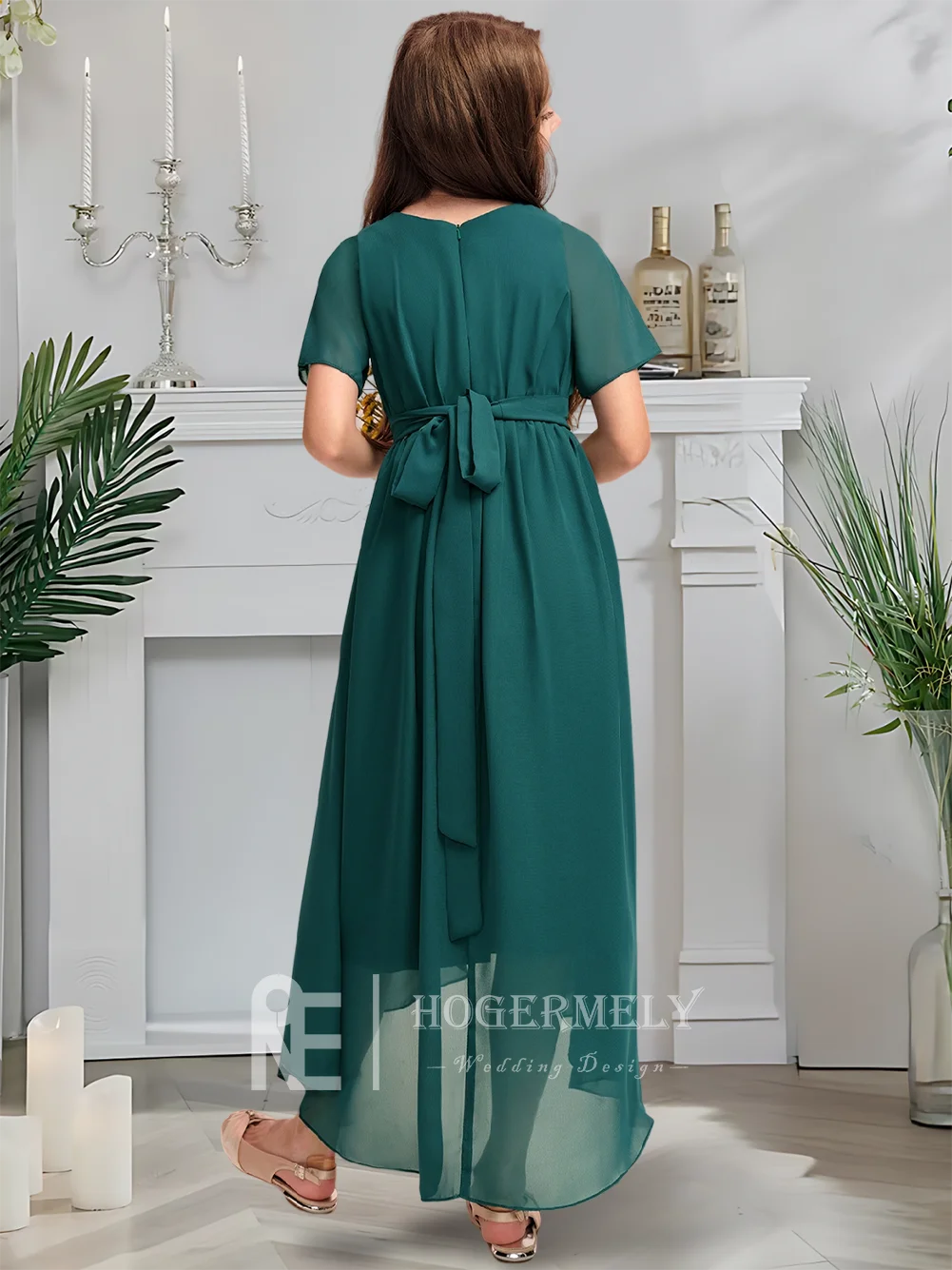 B Elegant A-Line Scoop Chiffon Junior Bridesmaid Dress Teal Flower Girl Gown With Embellished Bow & Cascading Pleats
B Elegant A-Line Scoop Chiffon Junior Bridesmaid Dress Teal Flower Girl Gown With Embellished Bow & Cascading Pleats