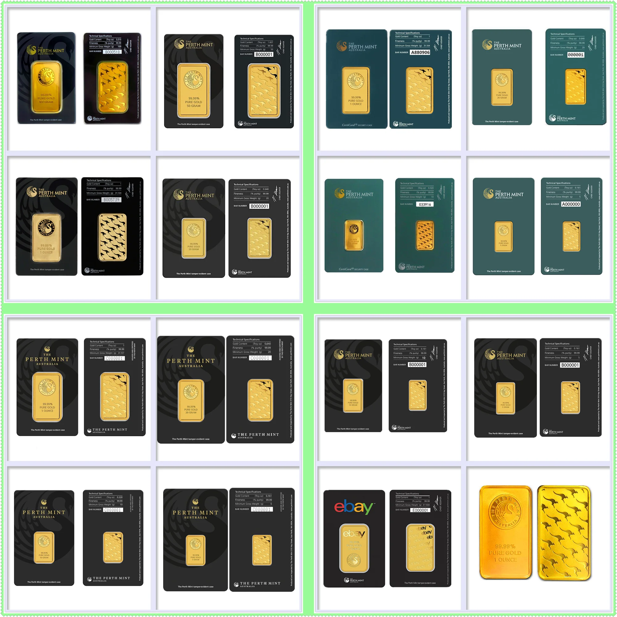 Australia The Perth Mint Gold Bullion &Clad Bar Fine Gold 999.9 Replica Souvenir Coins Collection Independent Serial Number
Australia The Perth Mint Gold Bullion &Clad Bar Fine Gold 999.9 Replica Souvenir Coins Collection Independent Serial Number