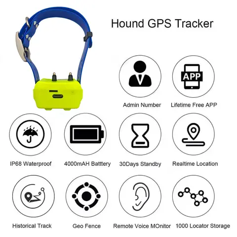 4G Jagdhund GPS-Halsband, wasserdicht, 4000 mAh Kapazität, Tierverfolgung, LK122T PRO, Haustier-Locator, kostenlose APP mit Stoßfunktion